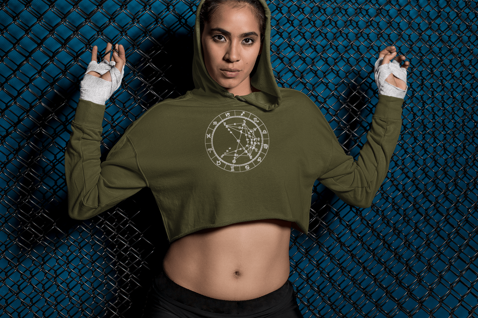 Birth Chart Cropped Fleece Hoodie