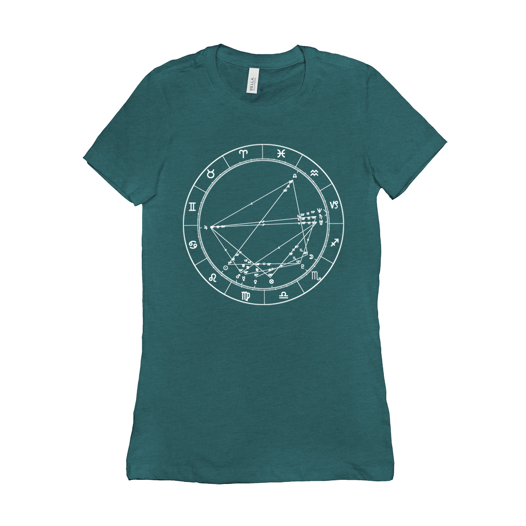 Birth Chart Women's Fitted T + Custom Astrology Book - Birthday Predictions Solar Return Report | Astrological birth chart analysis, cosmic clothing & home goods!