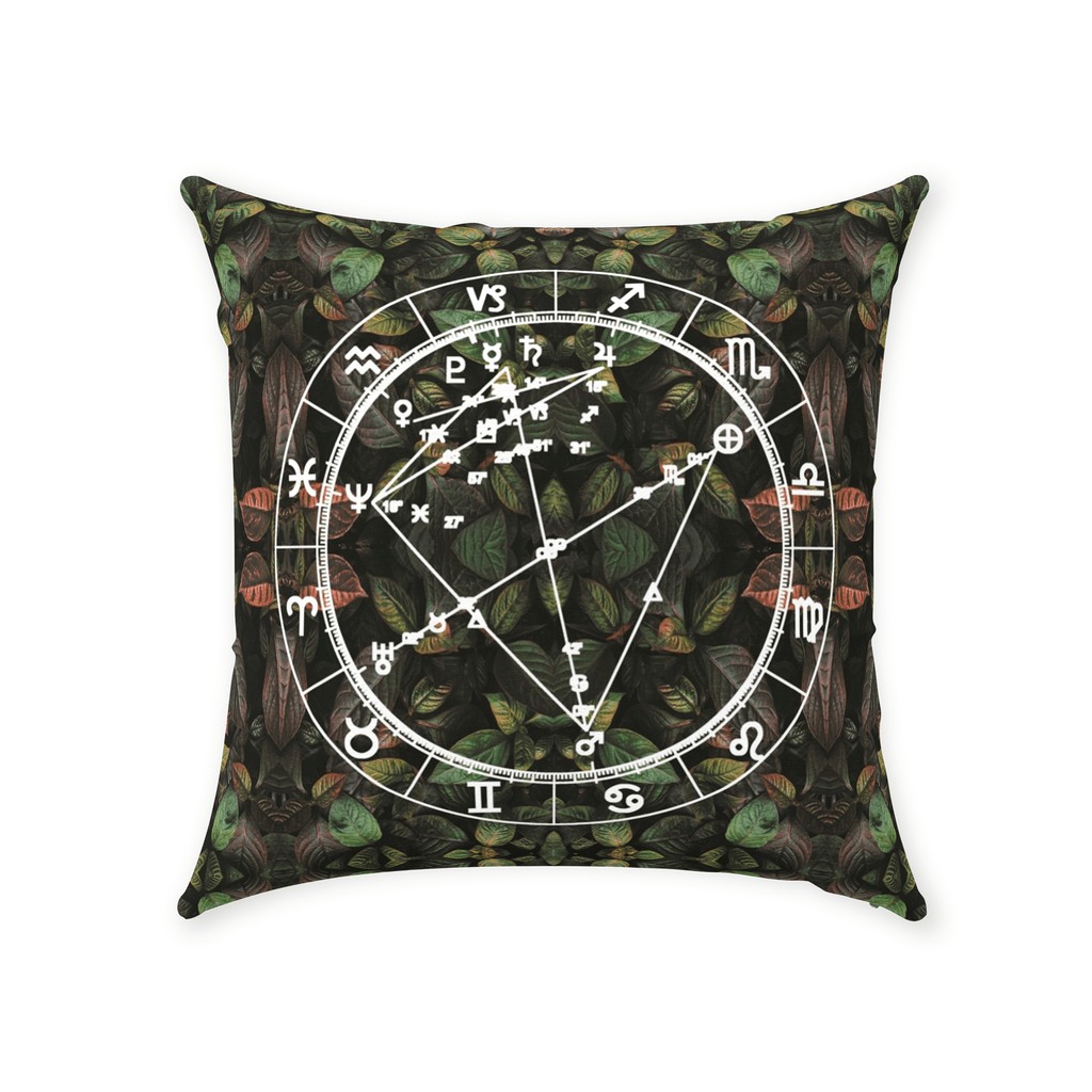 Birth Chart Throw Pillows in Botanical Bae + Custom Astrology Book - Birthday Predictions Solar Return Report | Astrological birth chart analysis, cosmic clothing & home goods!