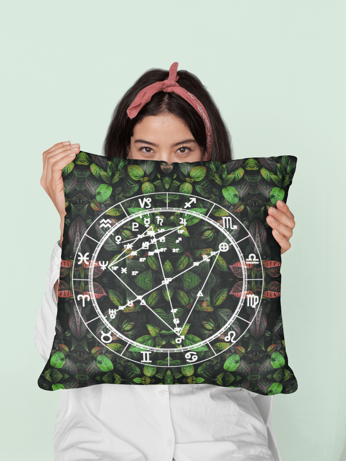 Birth Chart Throw Pillows in Botanical Bae + Custom Astrology Book - Birthday Predictions Solar Return Report | Astrological birth chart analysis, cosmic clothing & home goods!