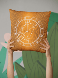 Birth Chart Throw Pillows in Open Sesame + Custom Astrology Book - Birthday Predictions Solar Return Report | Astrological birth chart analysis, cosmic clothing & home goods!