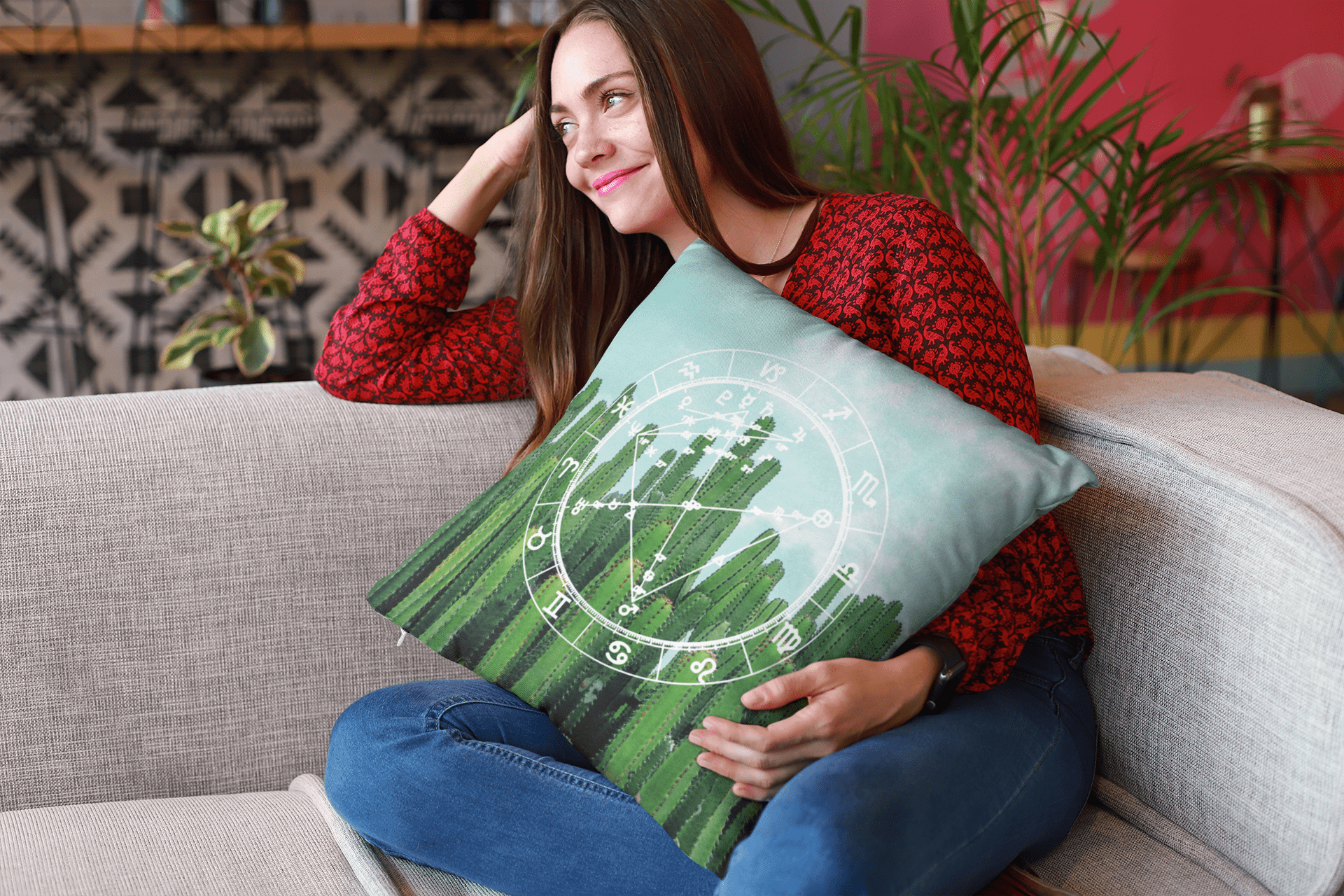 Birth Chart Throw Pillows in San Pedro + Custom Astrology Book - Birthday Predictions Solar Return Report | Astrological birth chart analysis, cosmic clothing & home goods!