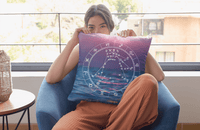 Birth Chart Throw Pillows in Sanita Seaside + Custom Astrology Book - Birthday Predictions Solar Return Report | Astrological birth chart analysis, cosmic clothing & home goods!