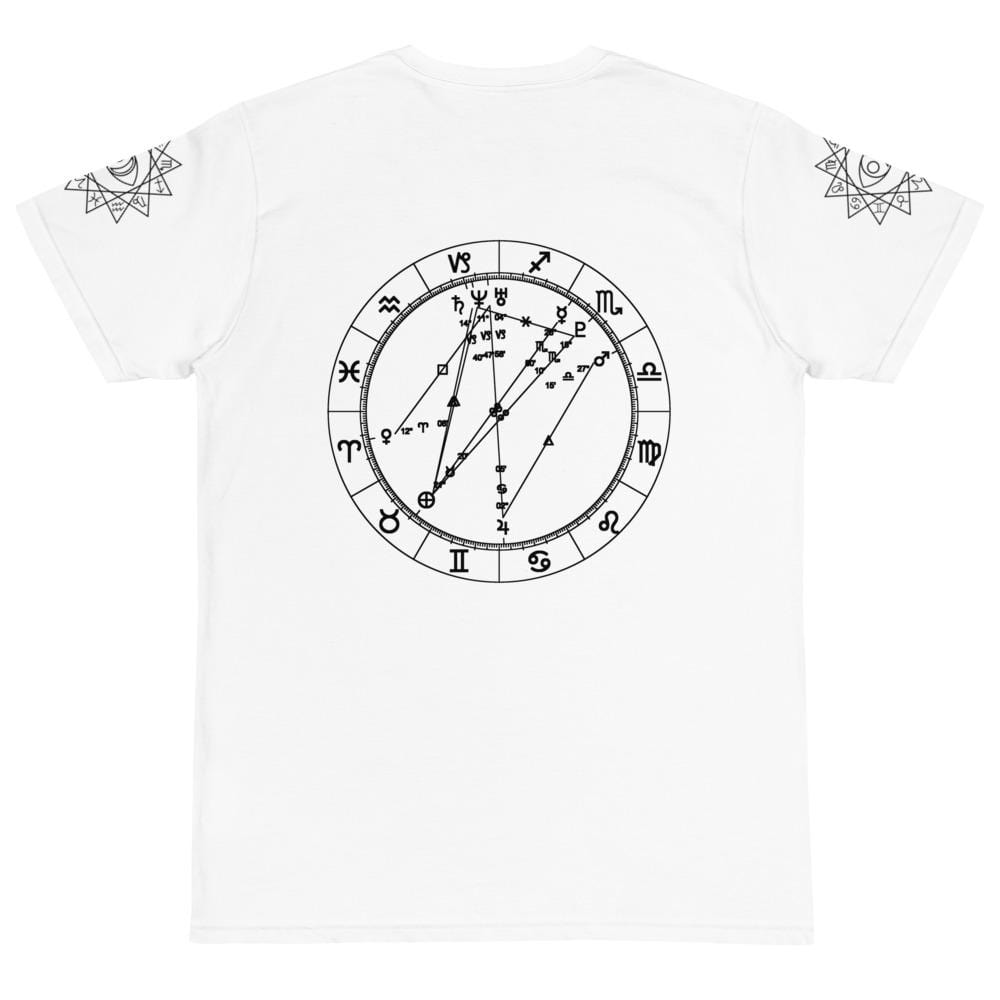 Birth Chart ORGANIC T in White + Custom Astrology Book - Birthday Predictions Solar Return Report | Astrological birth chart analysis, cosmic clothing & home goods!