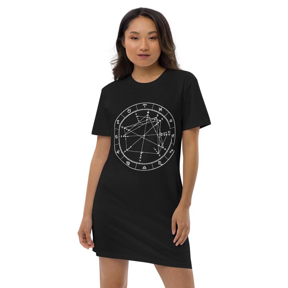 Birth Chart ORGANIC Cotton T-Shirt Dress + Custom Astrology Book - Birthday Predictions Solar Return Report | Astrological birth chart analysis, cosmic clothing & home goods!