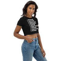Planetary Alignment ORGANIC Crop Top in Black + Custom Astrology Book - Birthday Predictions Solar Return Report | Astrological birth chart analysis, cosmic clothing & home goods!