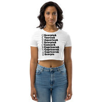 Planetary Alignment ORGANIC Crop Top in White + Custom Astrology Book - Birthday Predictions Solar Return Report | Astrological birth chart analysis, cosmic clothing & home goods!