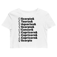 Planetary Alignment ORGANIC Crop Top in White + Custom Astrology Book - Birthday Predictions Solar Return Report | Astrological birth chart analysis, cosmic clothing & home goods!