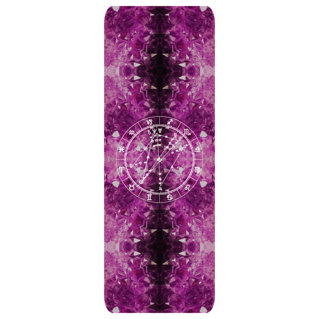 Birth Chart Yoga Mat in Amethyst Dreams + Custom Astrology Book - Birthday Predictions Solar Return Report | Astrological birth chart analysis, cosmic clothing & home goods!
