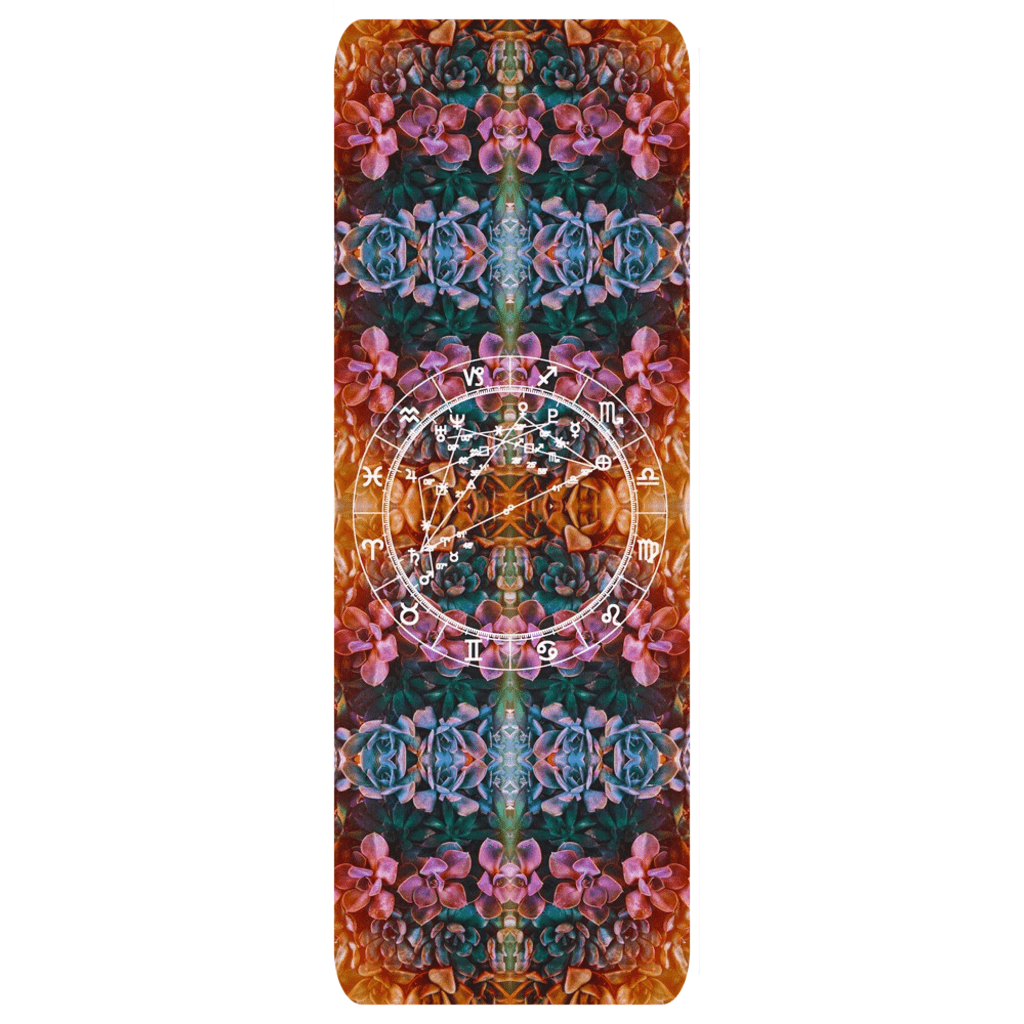 Birth Chart Yoga Mat in Golden Hour + Custom Astrology Book - Birthday Predictions Solar Return Report | Astrological birth chart analysis, cosmic clothing & home goods!