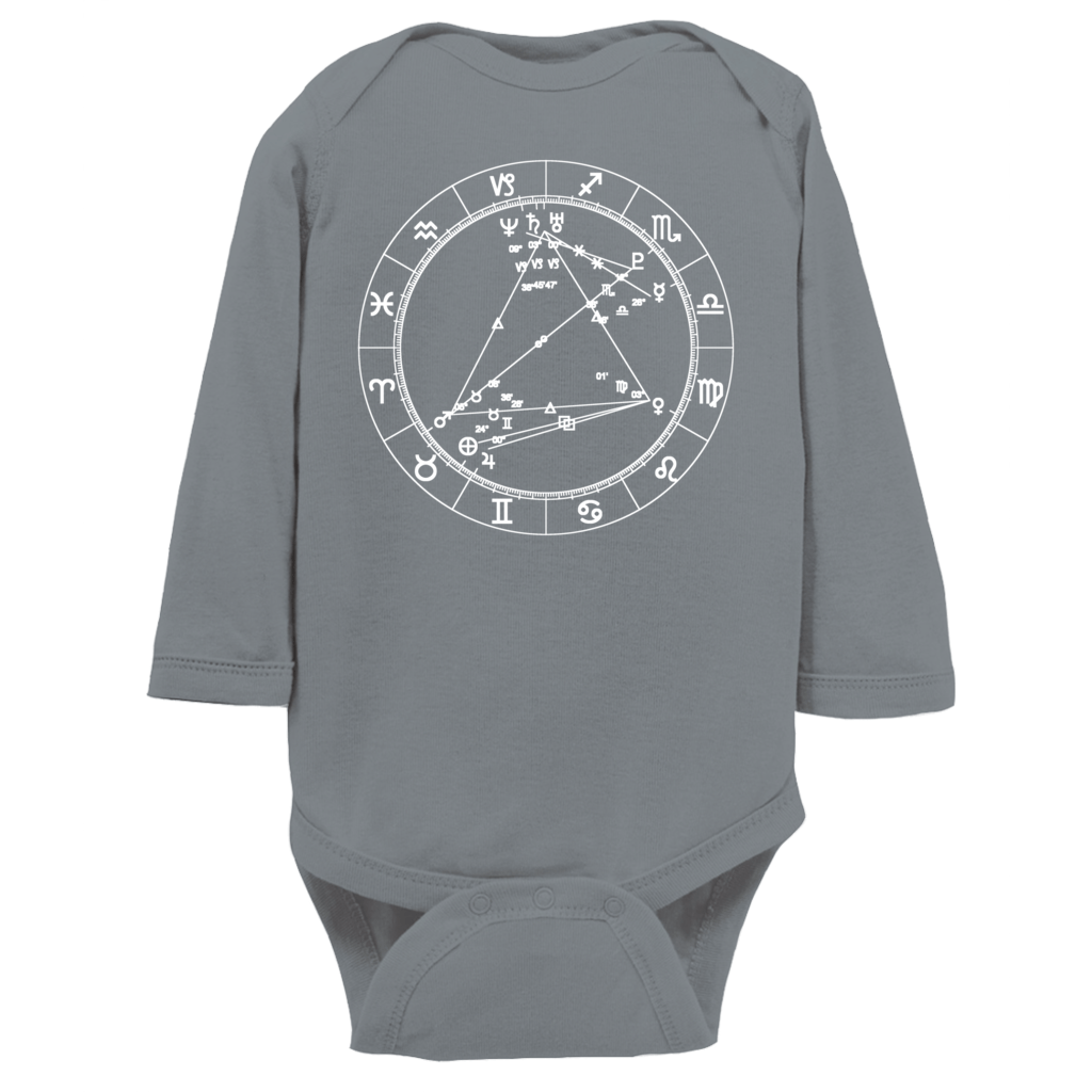Star Seed Long Sleeve Infant Baby Onesie + Custom Astrology Book - Birthday Predictions Solar Return Report | Astrological birth chart analysis, cosmic clothing & home goods!