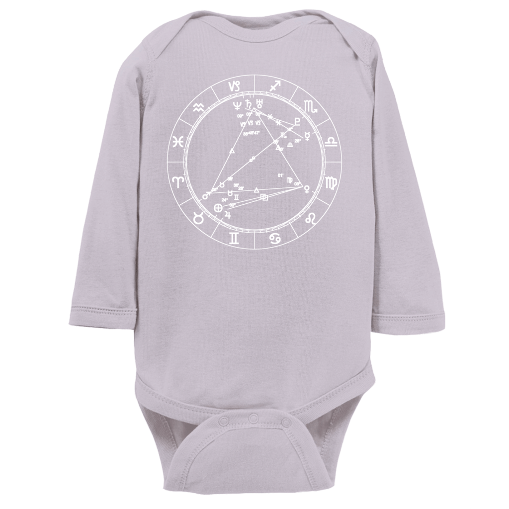 Star Seed Long Sleeve Infant Baby Onesie + Custom Astrology Book - Birthday Predictions Solar Return Report | Astrological birth chart analysis, cosmic clothing & home goods!