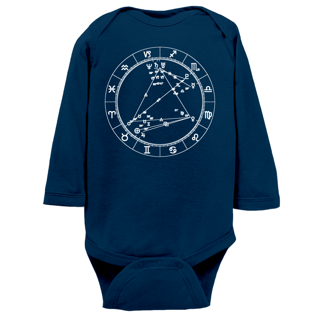 Star Seed Long Sleeve Infant Baby Onesie + Custom Astrology Book - Birthday Predictions Solar Return Report | Astrological birth chart analysis, cosmic clothing & home goods!