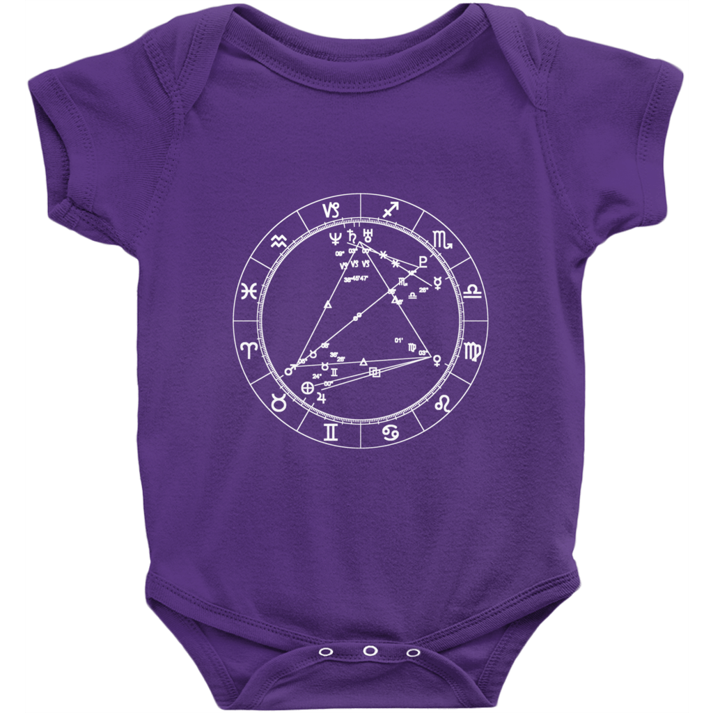 Star Seed Short Sleeve Infant Baby Onesie + Custom Astrology Book - Birthday Predictions Solar Return Report | Astrological birth chart analysis, cosmic clothing & home goods!