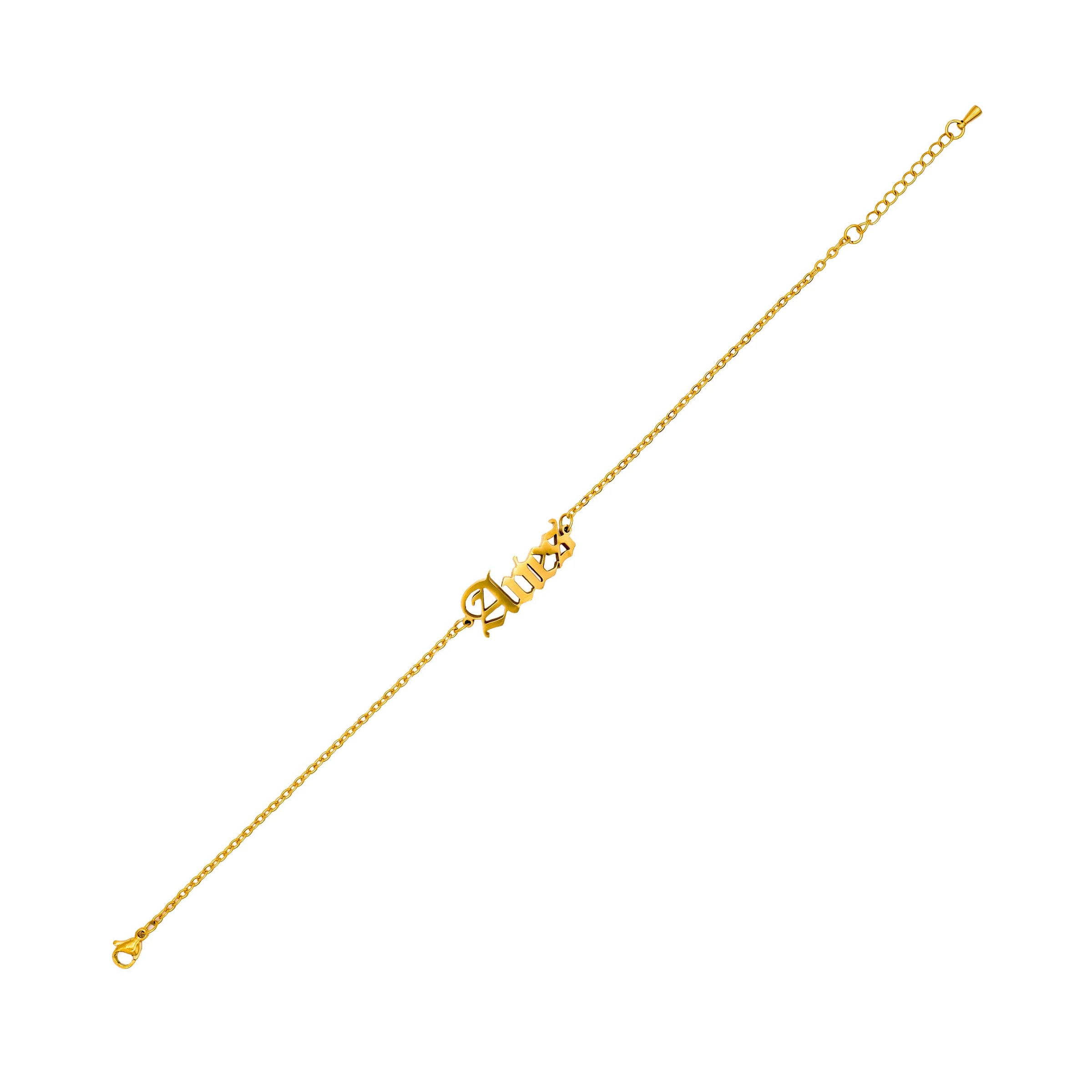 Starborn Patterns 18k Gold Plated Stainless Steel Zodiac Sign Astrology Ankle Bracelet Anklets with Aries Old English Font Charm