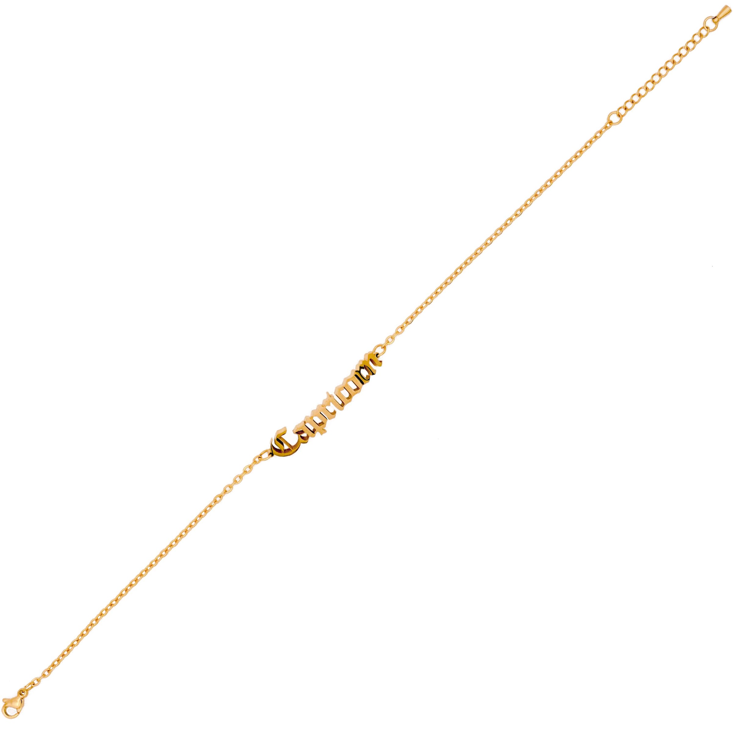 Starborn Patterns 18k Gold Plated Stainless Steel Zodiac Sign Astrology Ankle Bracelet Anklets with Capricorn Old English Font Charm