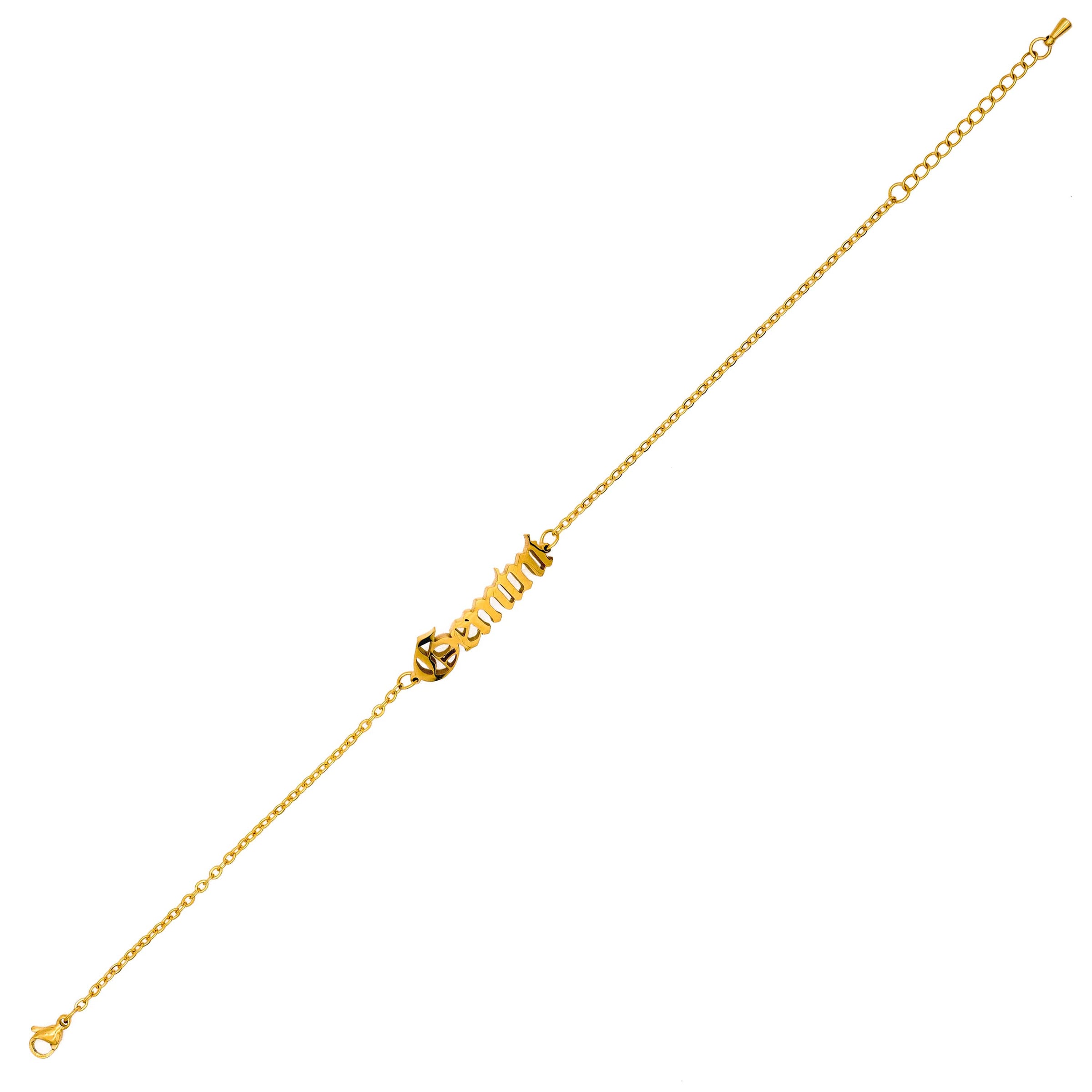 Starborn Patterns 18k Gold Plated Stainless Steel Zodiac Sign Astrology Ankle Bracelet Anklets with Gemini Old English Font Charm
