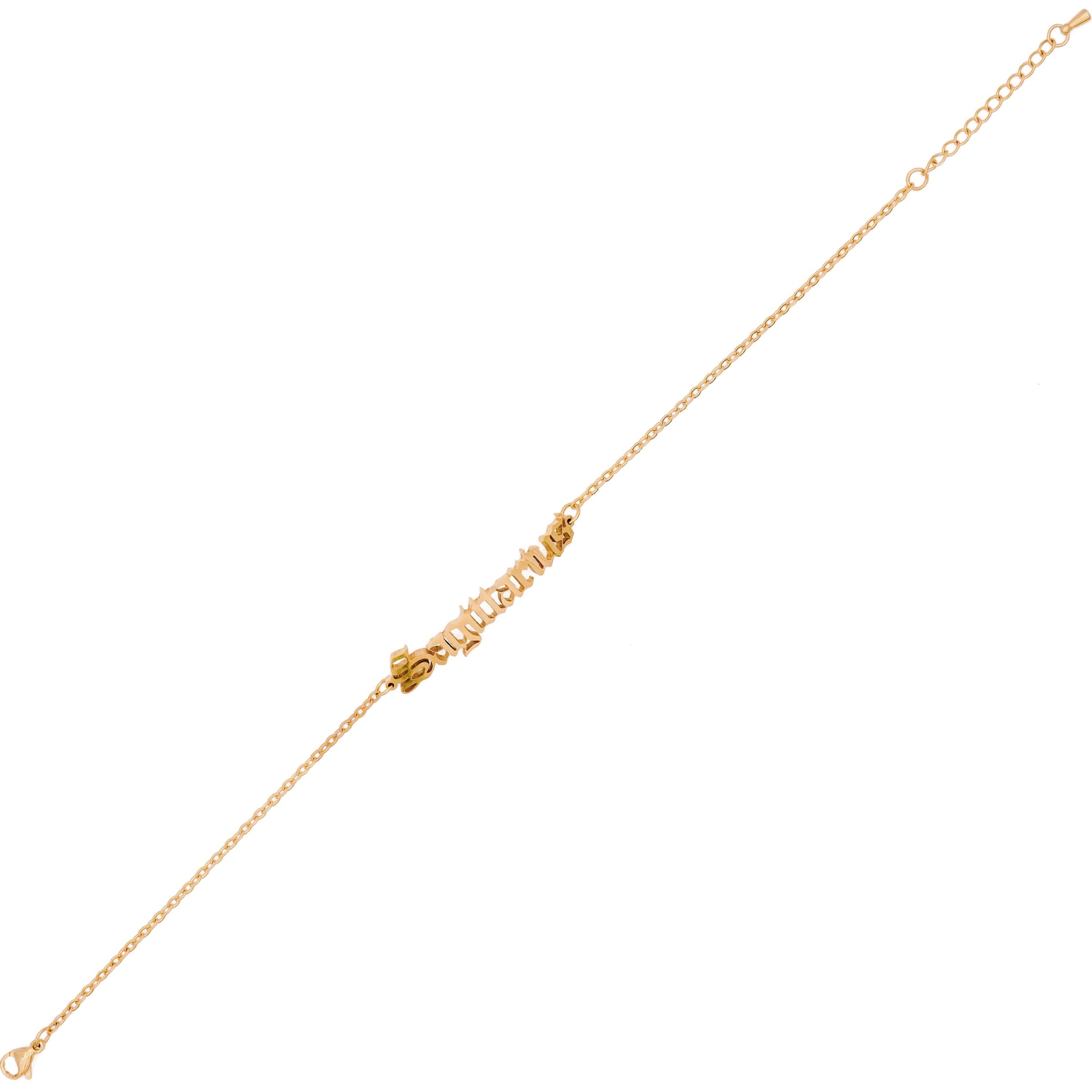 Starborn Patterns 18k Gold Plated Stainless Steel Zodiac Sign Astrology Ankle Bracelet Anklets with Sagittarius Old English Font Charm