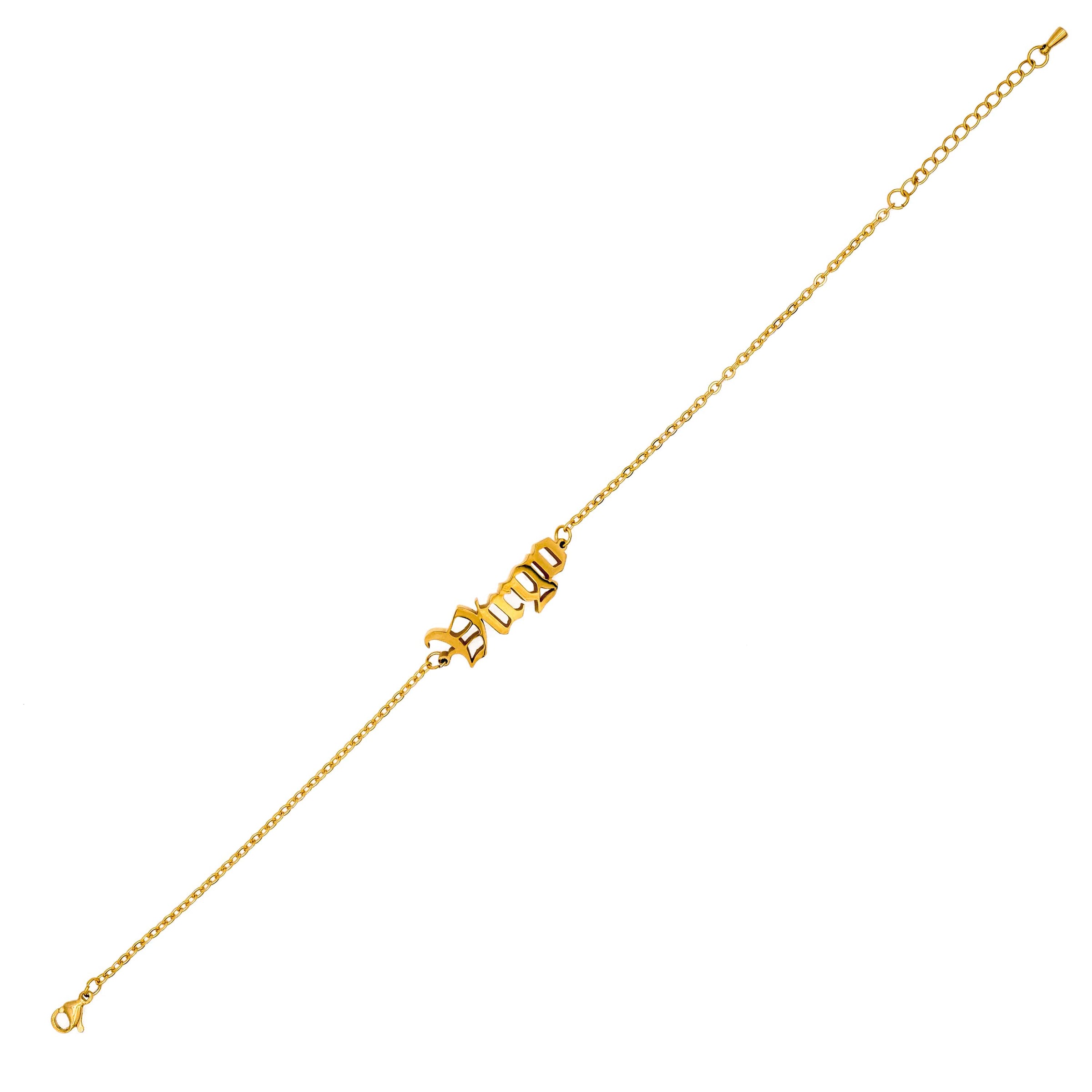 Starborn Patterns 18k Gold Plated Stainless Steel Zodiac Sign Astrology Ankle Bracelet Anklets with Virgo Old English Font Charm