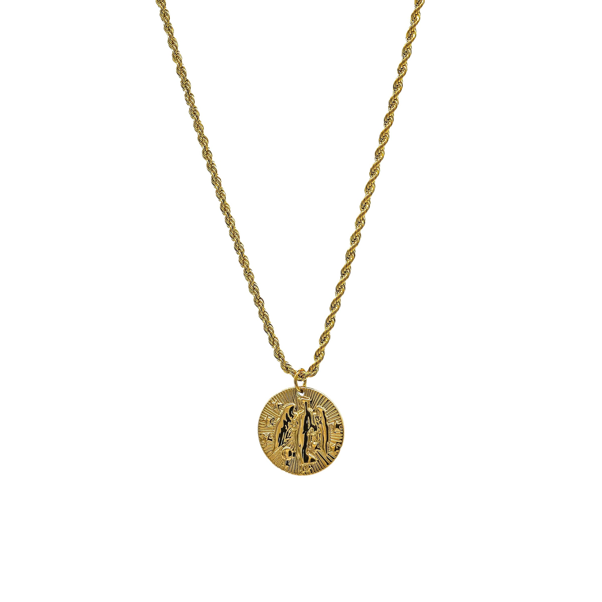 Starborn Patterns 18k Gold Plated Stainless Steel Zodiac Sign Astrology Rope Chain Necklace with Constellation Virgo Charm Pendant