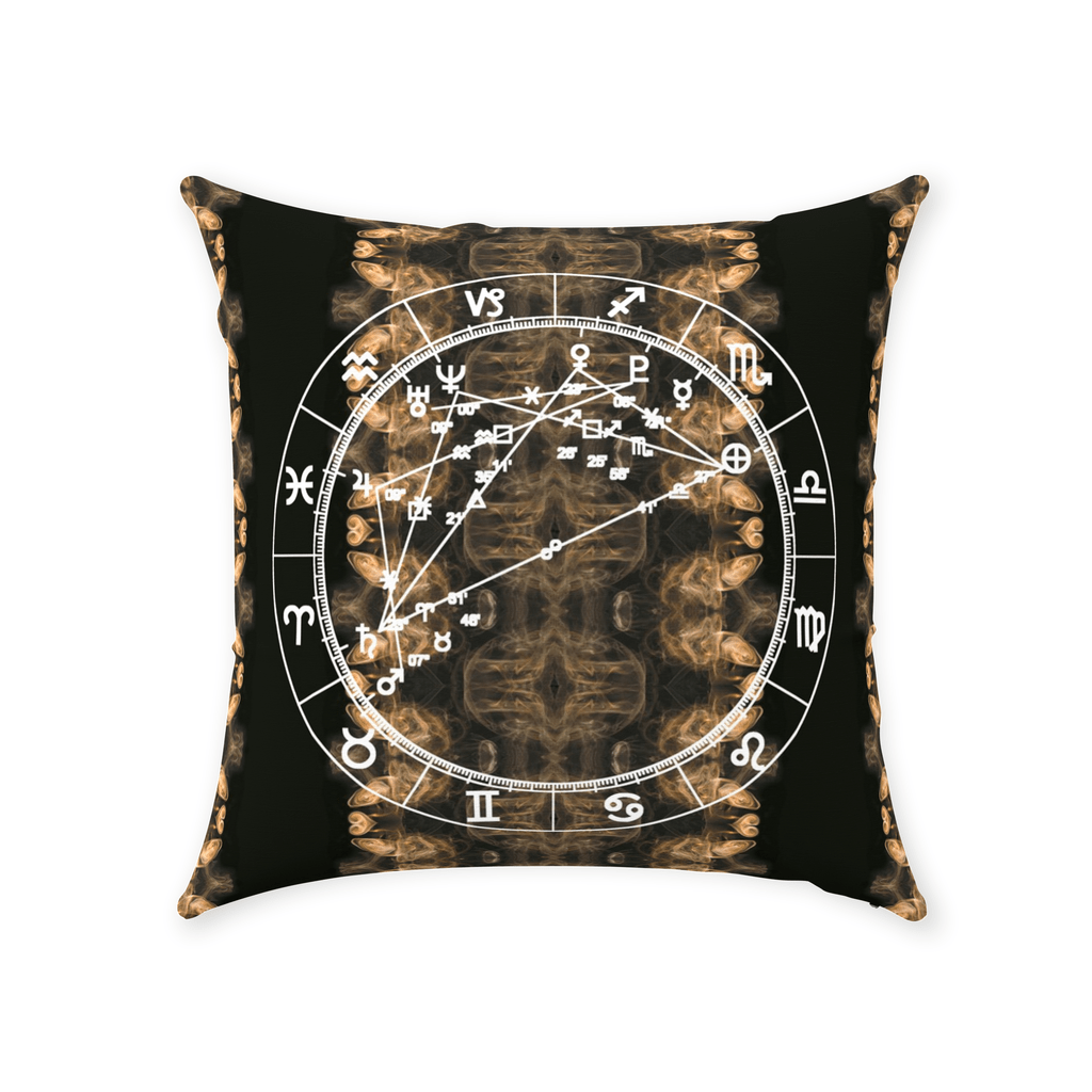 Birth Chart Throw Pillows in Smoke & Mirrors + Custom Astrology Book - Birthday Predictions Solar Return Report | Astrological birth chart analysis, cosmic clothing & home goods!