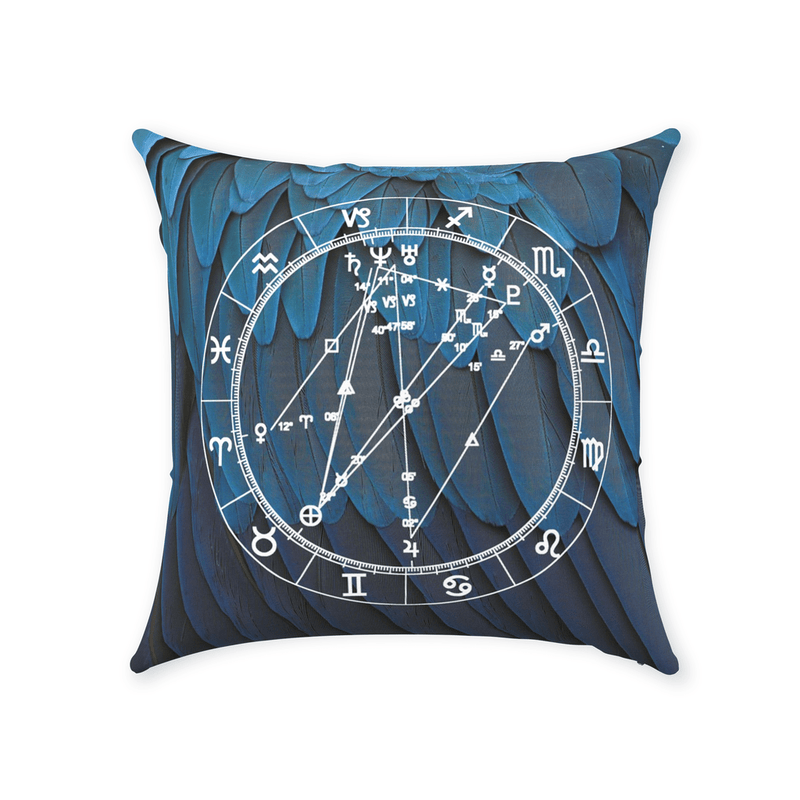 Birth Chart Throw Pillows in Venus Vibes + Custom Astrology Book - Birthday Predictions Solar Return Report | Astrological birth chart analysis, cosmic clothing & home goods!