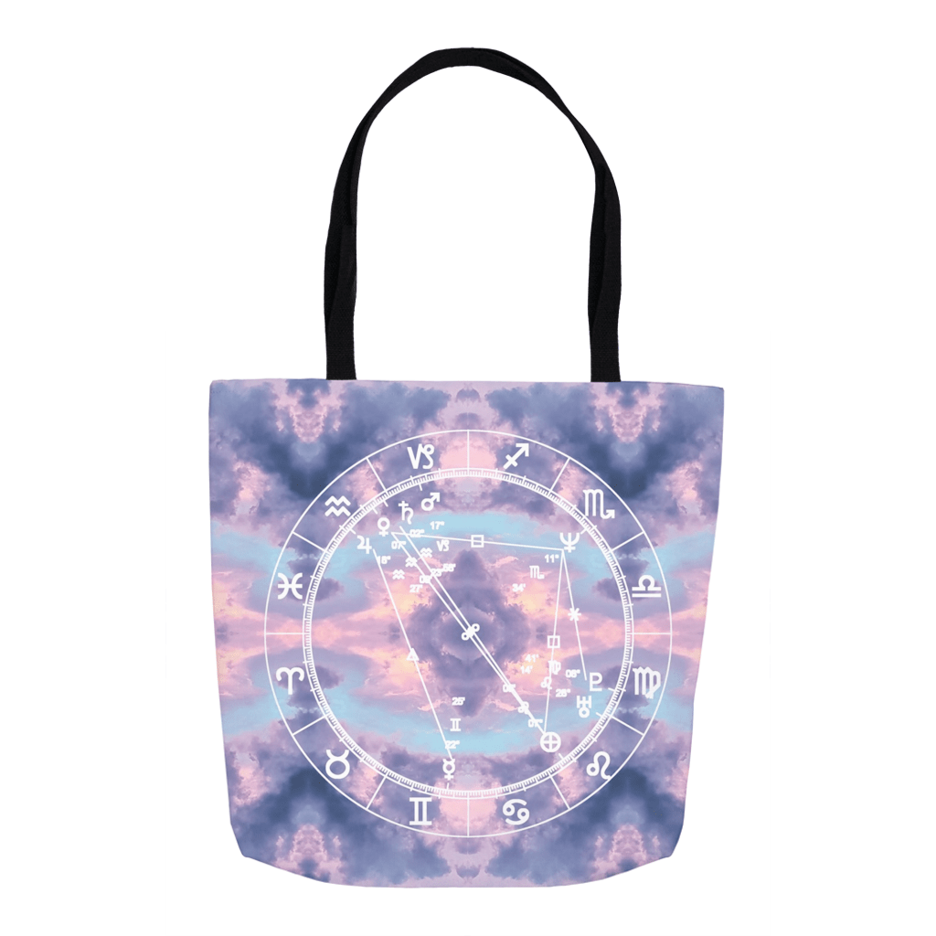 Star Chart Tote Bag in Cloud Nine + Custom Astrology Book - Birthday Predictions Solar Return Report | Astrological birth chart analysis, cosmic clothing & home goods!