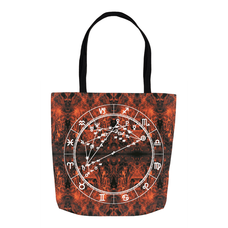 Star Chart Tote Bag in Mars Mood  + Custom Astrology Book - Birthday Predictions Solar Return Report | Astrological birth chart analysis, cosmic clothing & home goods!