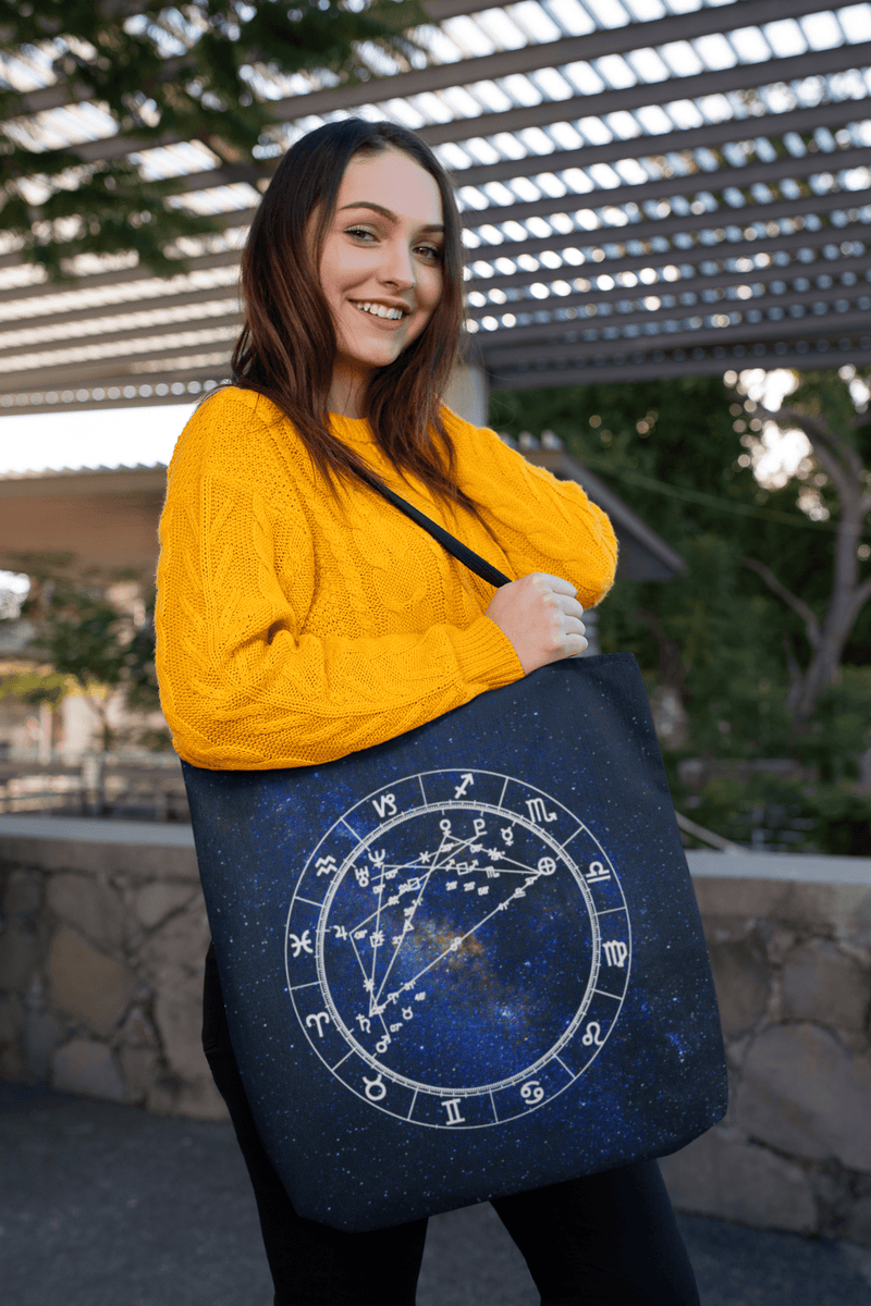Star Chart Tote Bag in Milky Way + Custom Astrology Book - Birthday Predictions Solar Return Report | Astrological birth chart analysis, cosmic clothing & home goods!