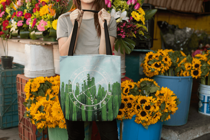 Star Chart Tote Bag in San Pedro + Custom Astrology Book - Birthday Predictions Solar Return Report | Astrological birth chart analysis, cosmic clothing & home goods!