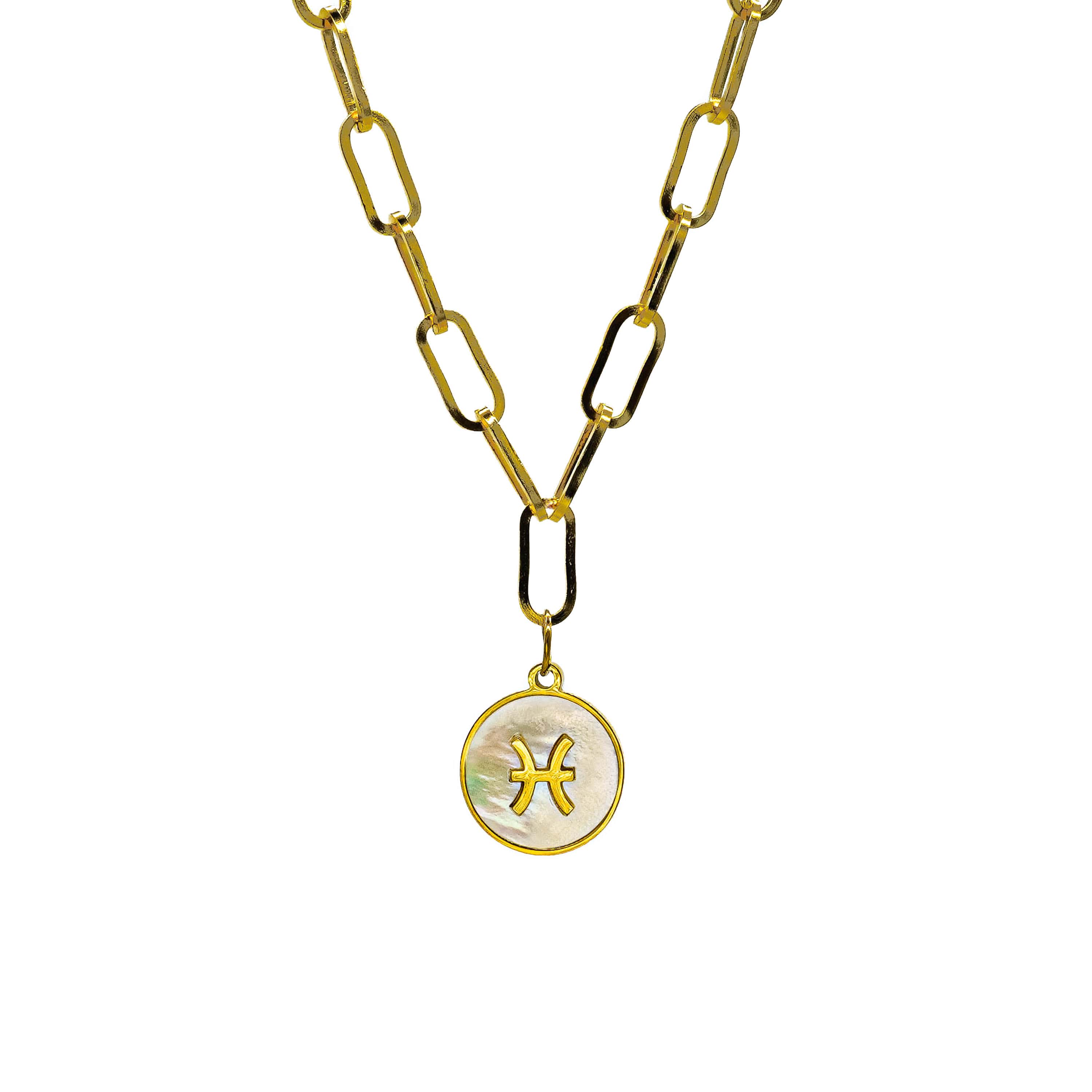 Pearl Pendant Zodiac Necklace in Pisces